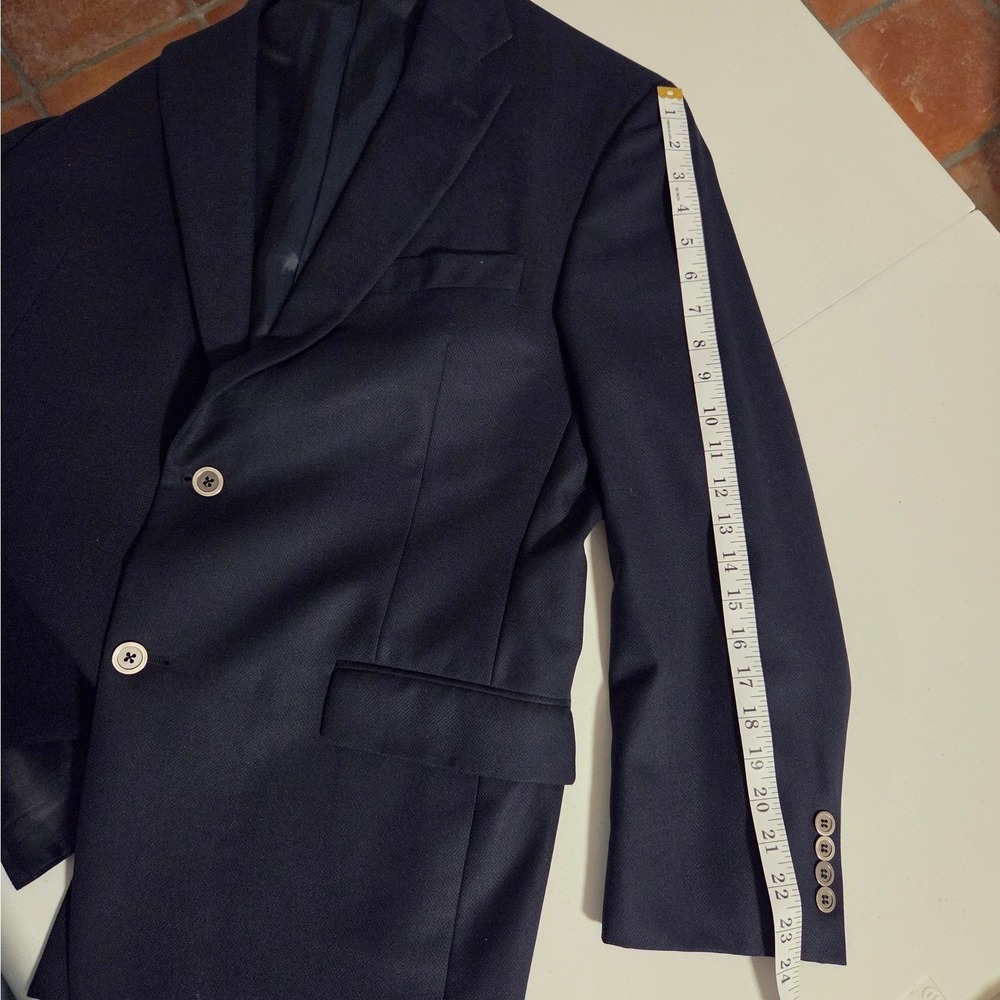 Hart Schaffner Marx Gold Trumpeter Navy Blue Blazer 42R Made in USA Sport Coat - Picture 13 of 15